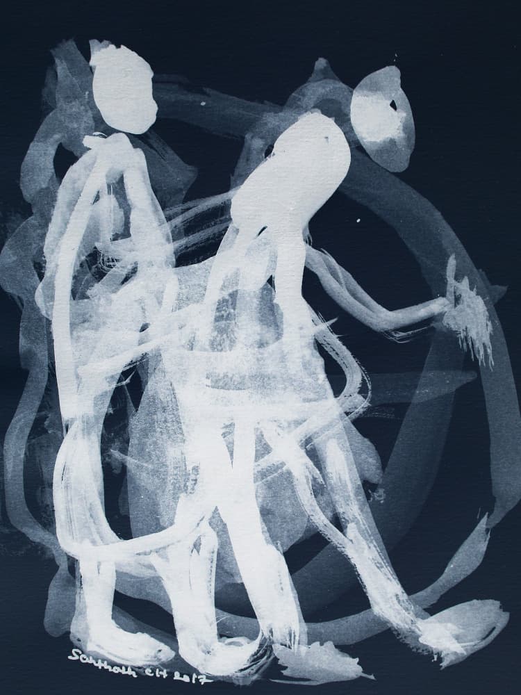 Blue Abstract Dance by Santhosh ch — canvas wall art