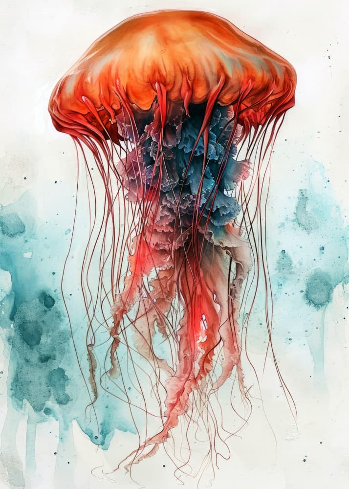 Vibrant Watercolor Jellyfish