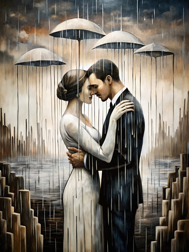 Rainy Embrace by Miguel Bruzual — canvas wall art