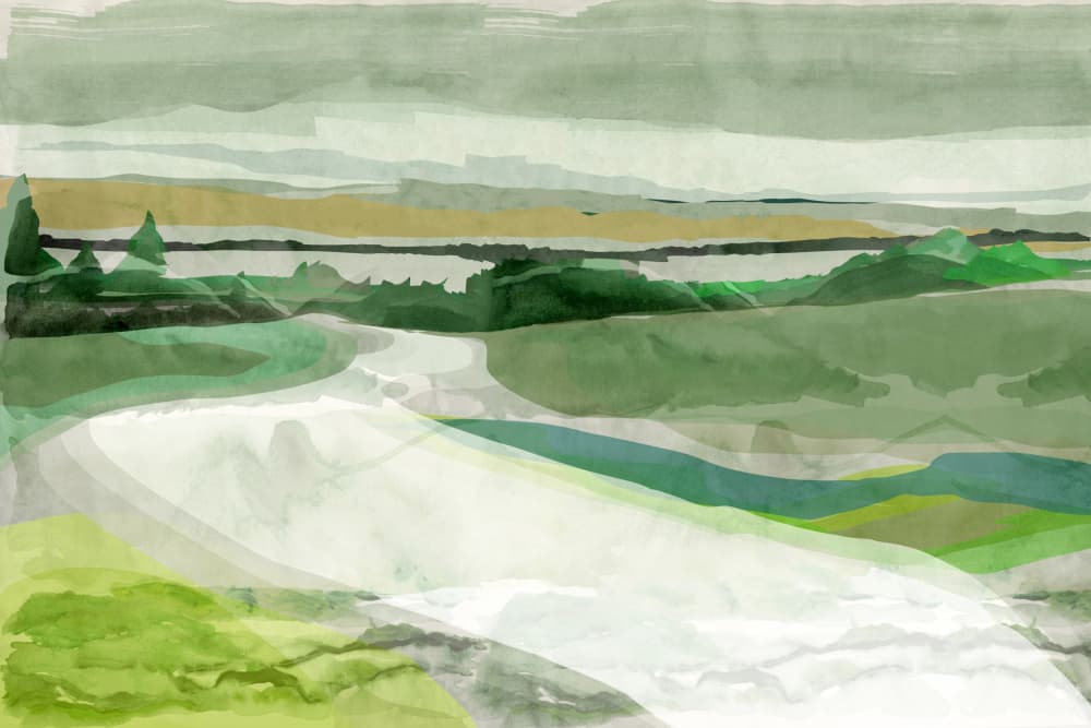 Serene Green Landscape by casa cartissi — canvas wall art
