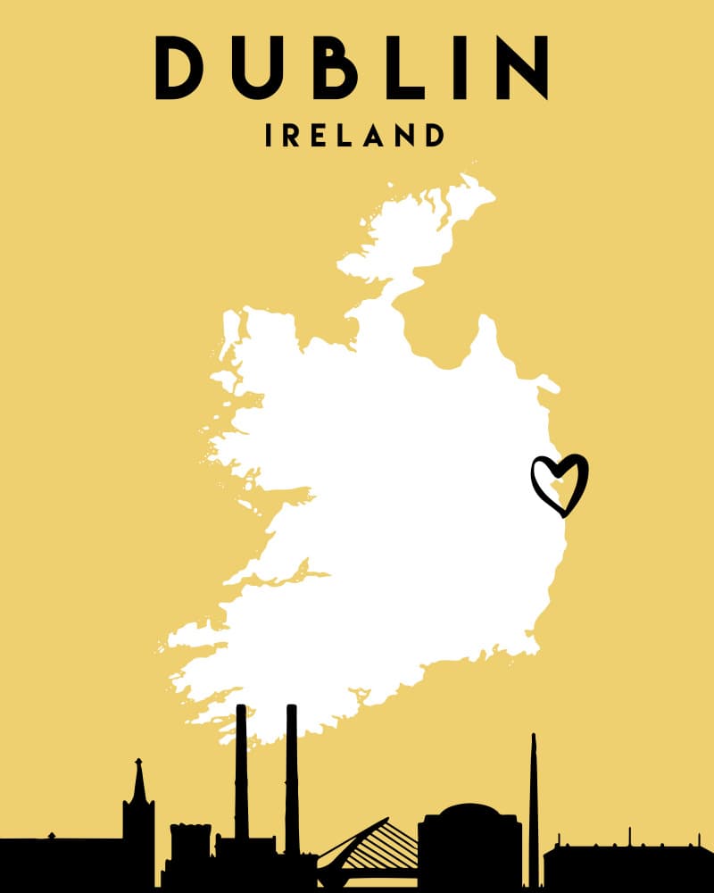 Dublin Ireland Heart Map by Emiliano Deificus — canvas wall art