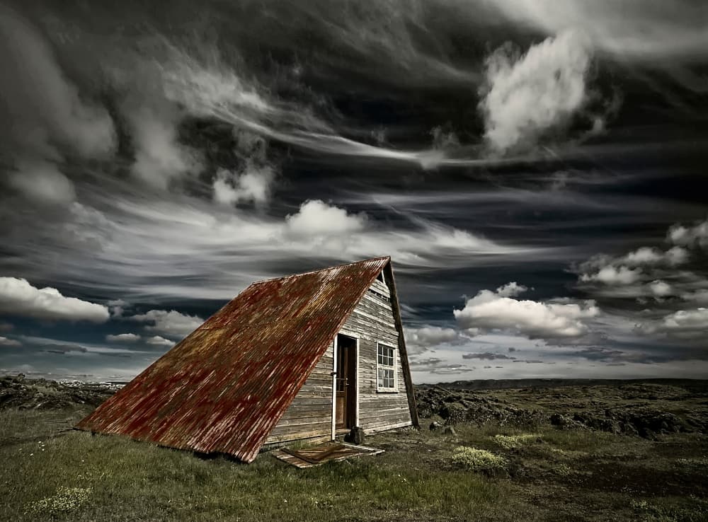Lonely Cabin Dramatic Sky by Þorsteinn H. Ingibergsson — canvas wall art