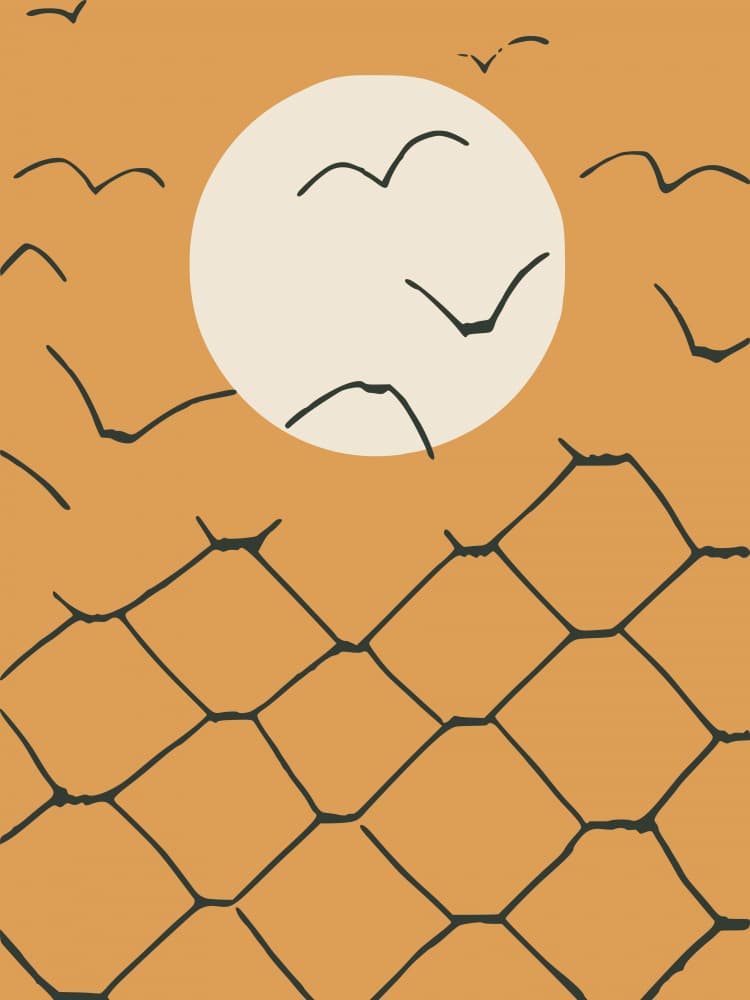 Flying Birds Golden Sky by Little Dean — canvas wall art