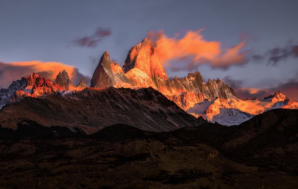 Glowing Mountain Range by Jenny Qiu — canvas wall art