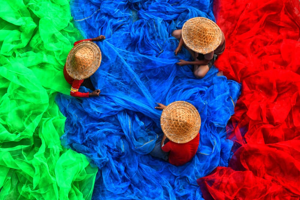 Vibrant Fishing Nets by Avishek Das — canvas wall art