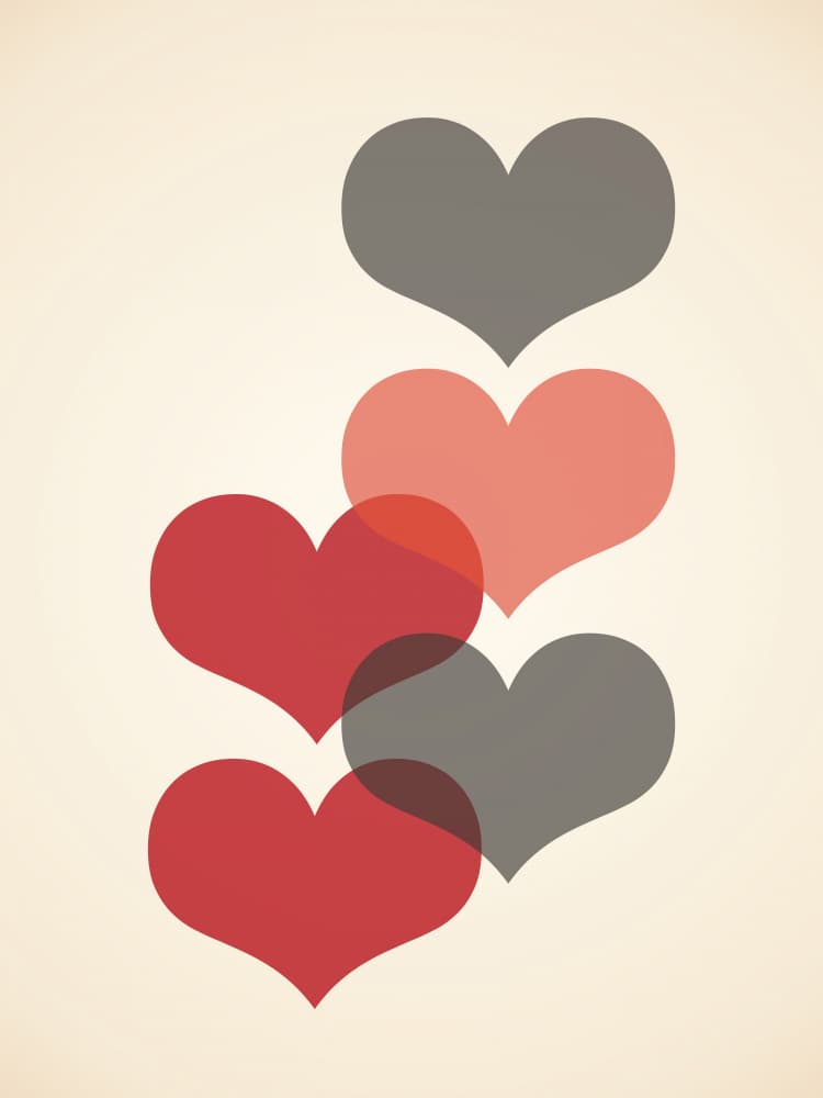 Overlapping Love Hearts by Rosana Laiz Blursbyai — canvas wall art