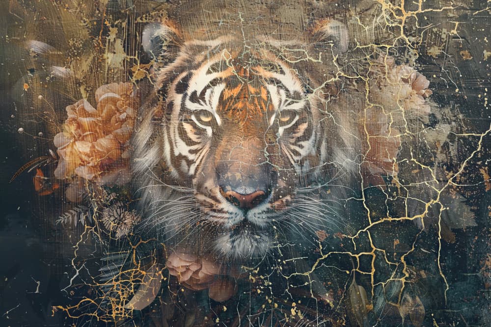 Regal Floral Tiger by Rafal Kulik — canvas wall art