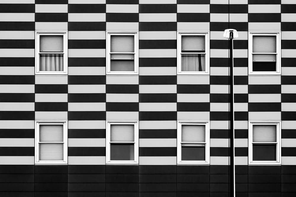 Black White Patterned Facade by TONY GORAN — canvas wall art