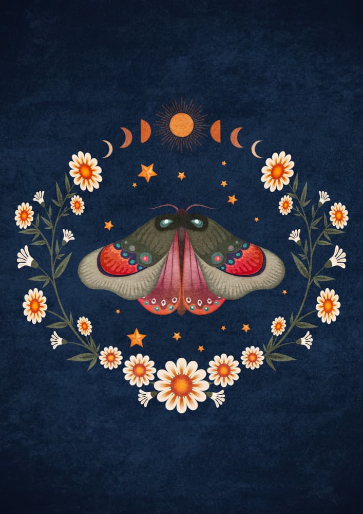Lunar Moth Harmony by Emel Tunaboylu — canvas wall art