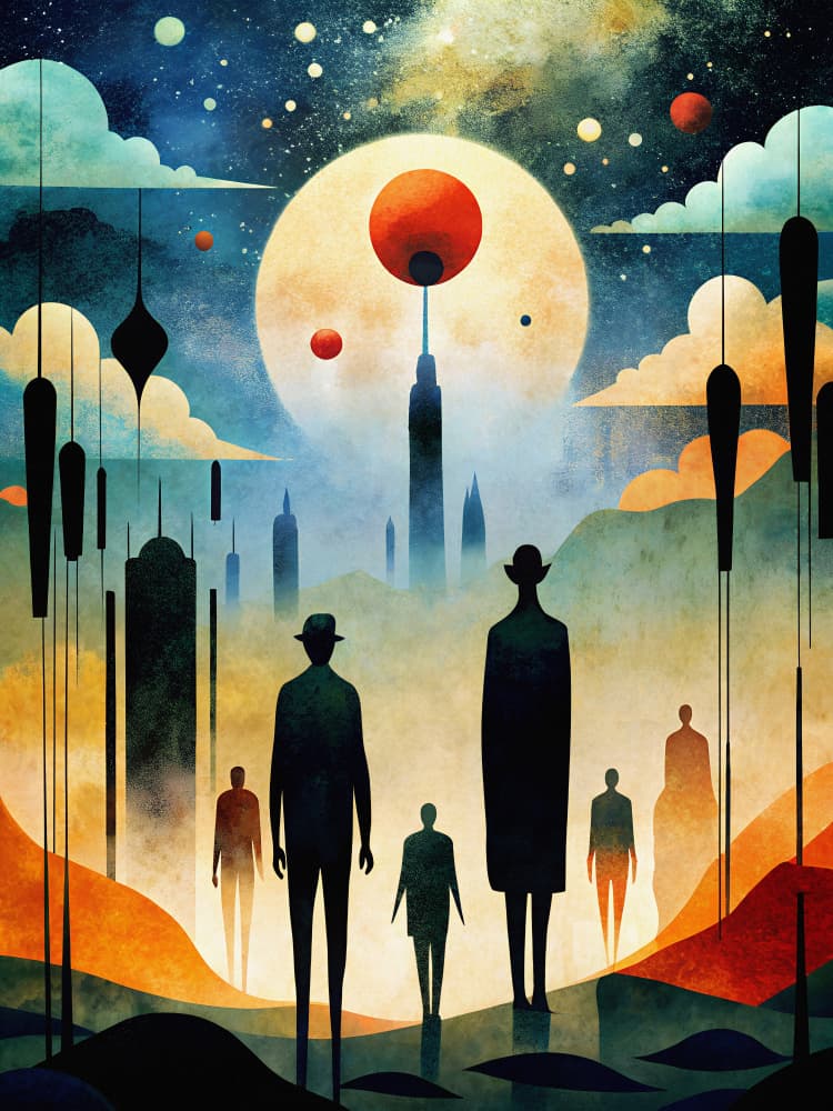 Moonlit City Silhouettes by Miguel Bruzual — canvas wall art