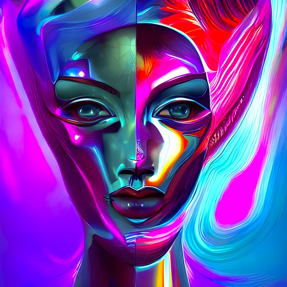 Futuristic Neon Portrait by mnemonixART — canvas wall art