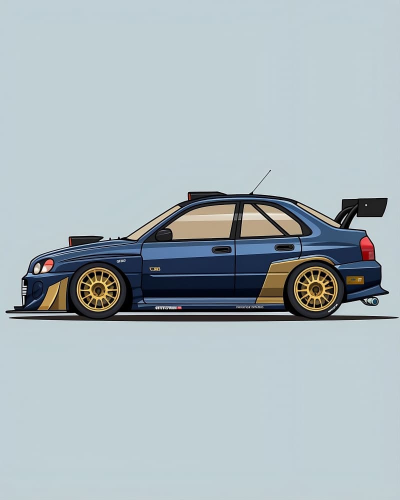 Blue Rally Sedan by Emiliano Deificus — canvas wall art