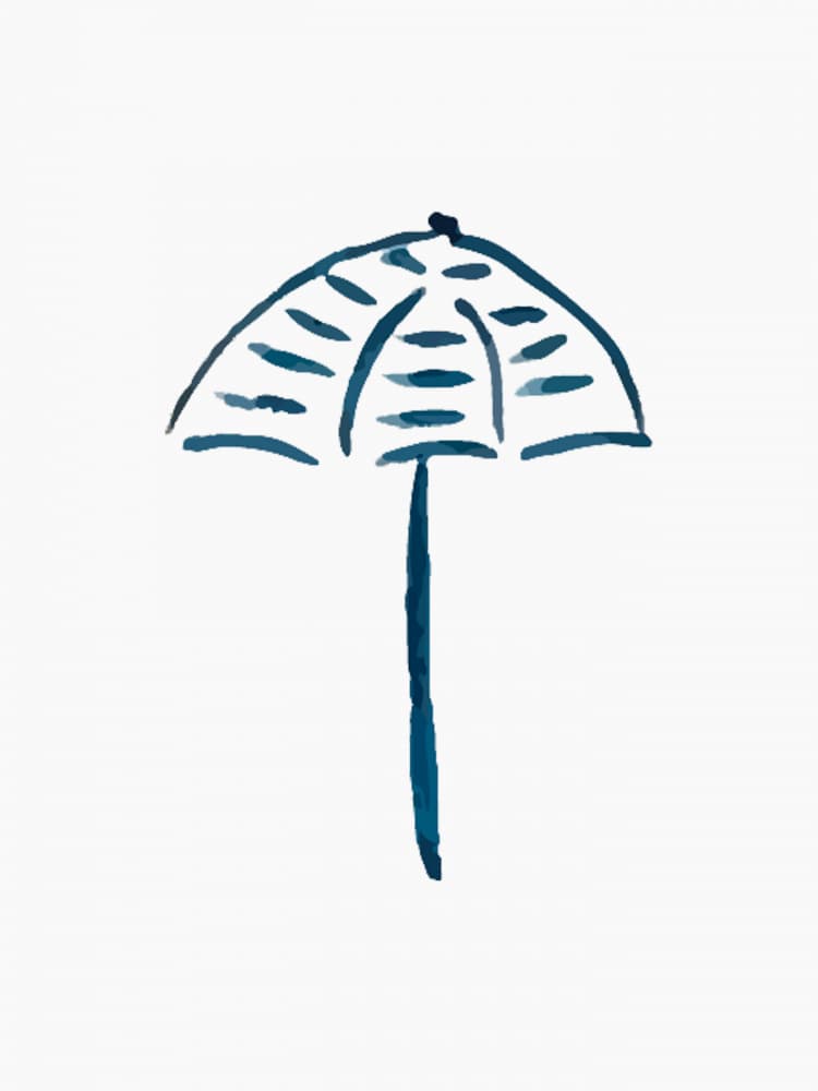 Blue Beach Umbrella by Elizabeth C — canvas wall art