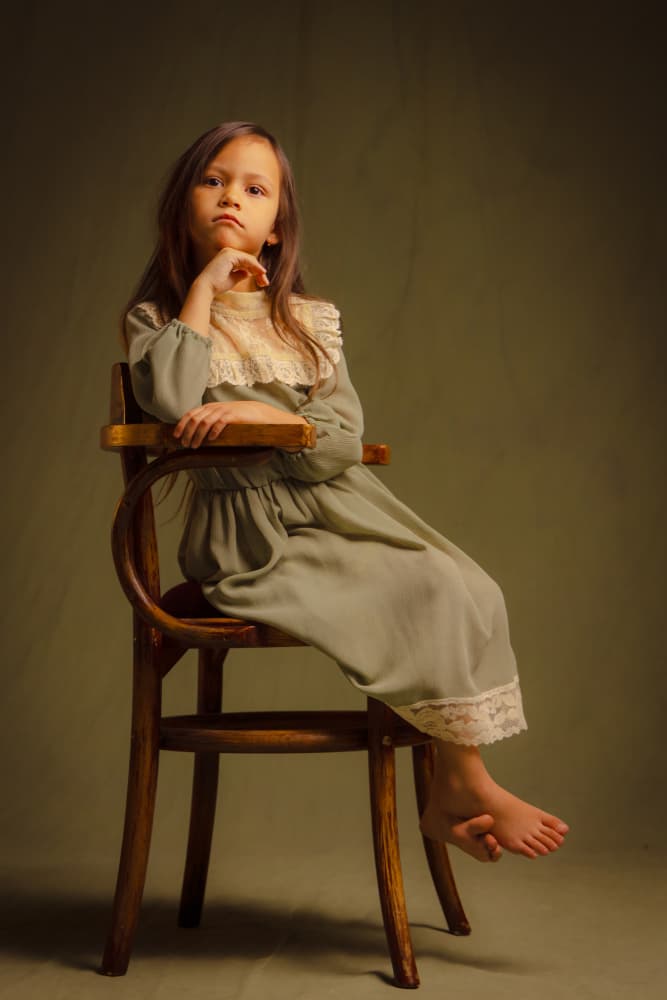 Thoughtful Girl Portrait by Gila Koller — canvas wall art
