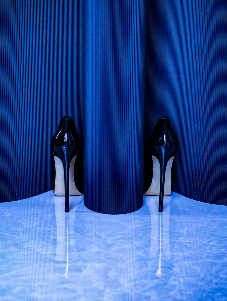 Elegant Blue Heels by Erik Schottstaedt — canvas wall art