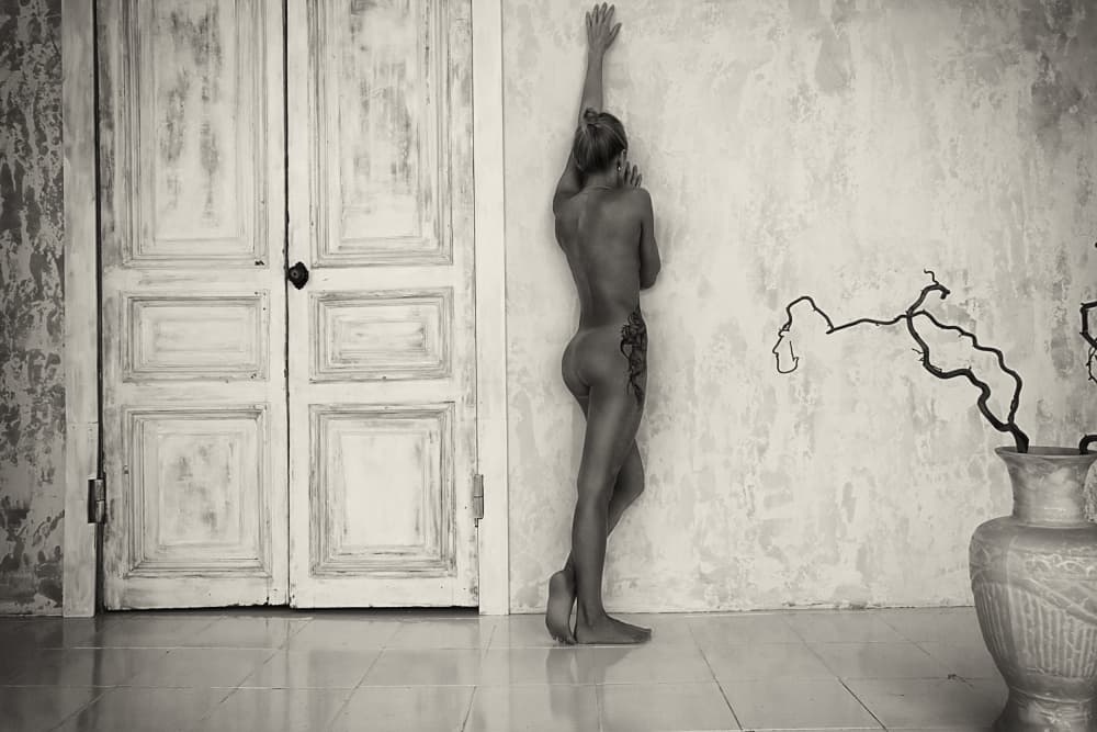 Bare Back Against Wall by Alexandr — canvas wall art