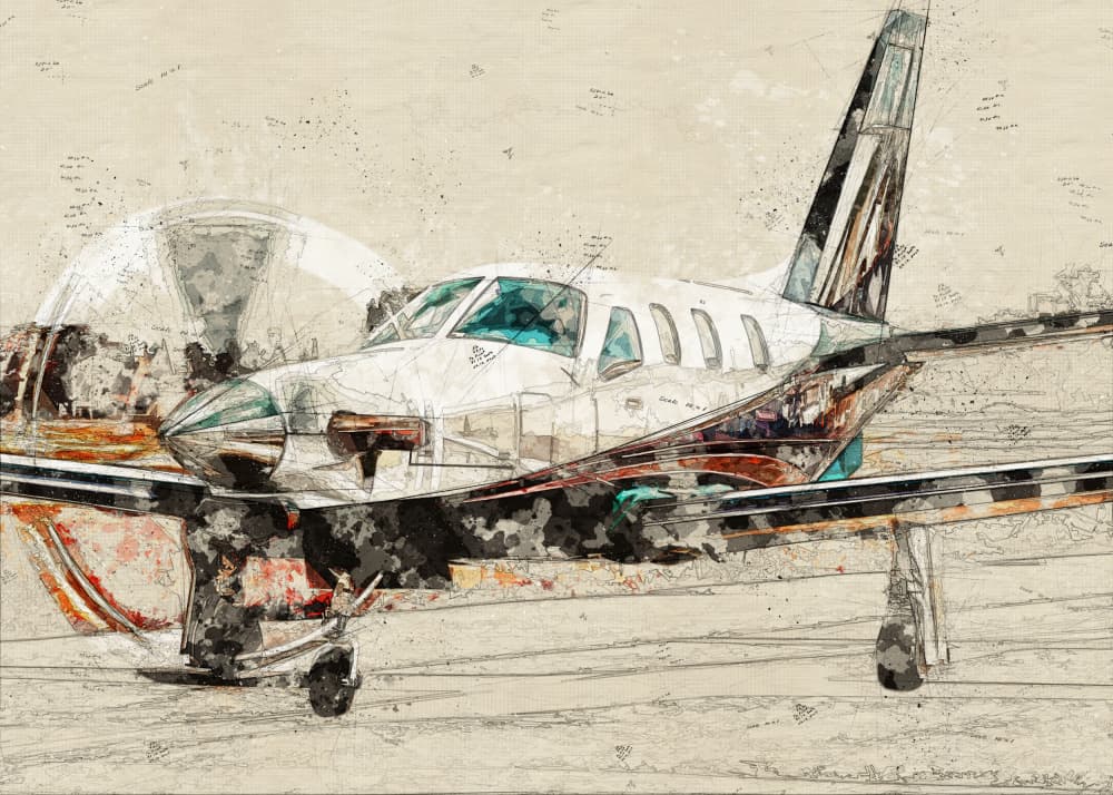 Vintage Prop Plane Sketch by Lembayung senja studio [Vintage Poster] — canvas wall art
