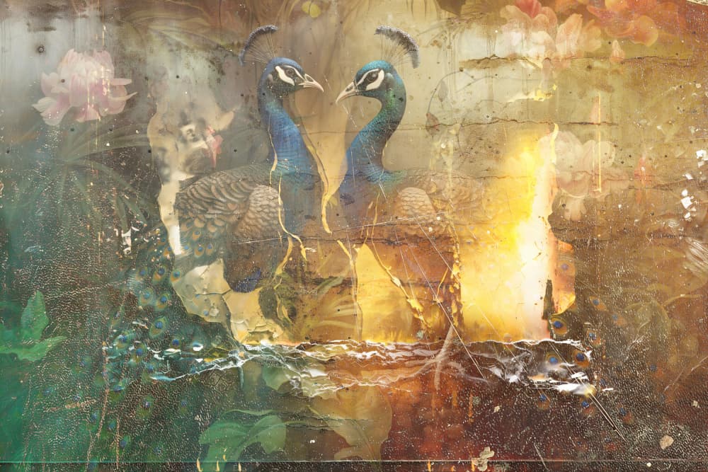 Luminous Peacock Pair by Rafal Kulik — canvas wall art
