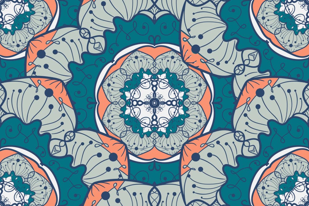 Teal Coral Mandala Pattern by Marika Barsrsind — canvas wall art