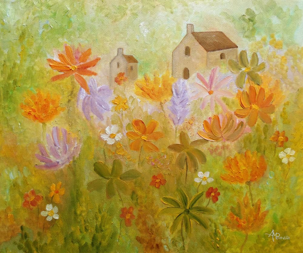 Whimsical Flower Garden by Angeles M. Pomata — canvas wall art