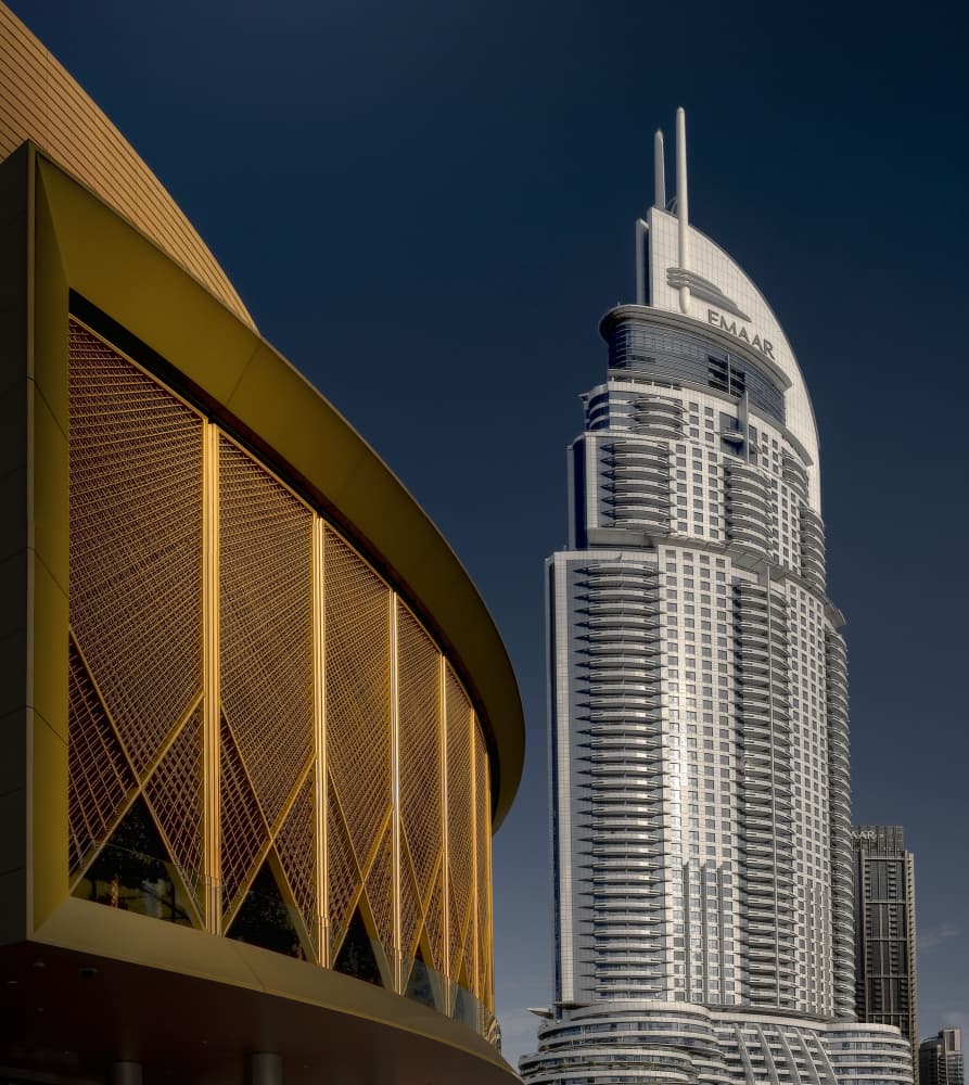 Golden Skyscraper Architecture by Michael Eßig — canvas wall art