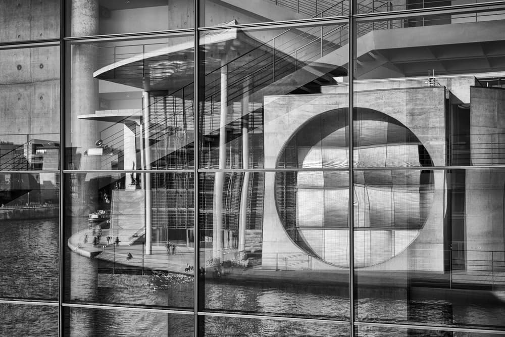 Modern Architectural Reflection by Peter Pfeiffer — canvas wall art