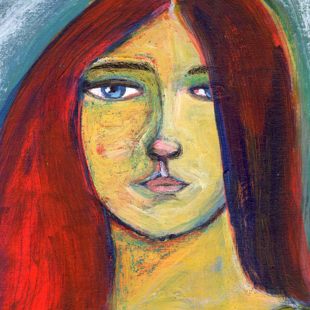 Serene Red-Haired Woman by Sharyn Bursic — canvas wall art