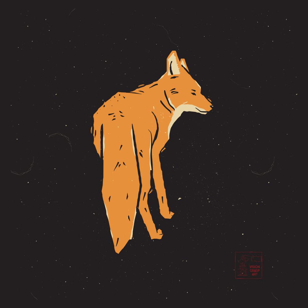 Lone Fox Night by The Creating Mind — canvas wall art