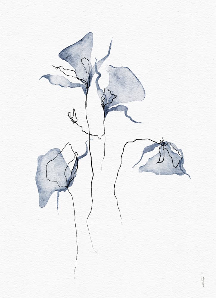 Ethereal Blue Flowers by Ankie Kooi — canvas wall art