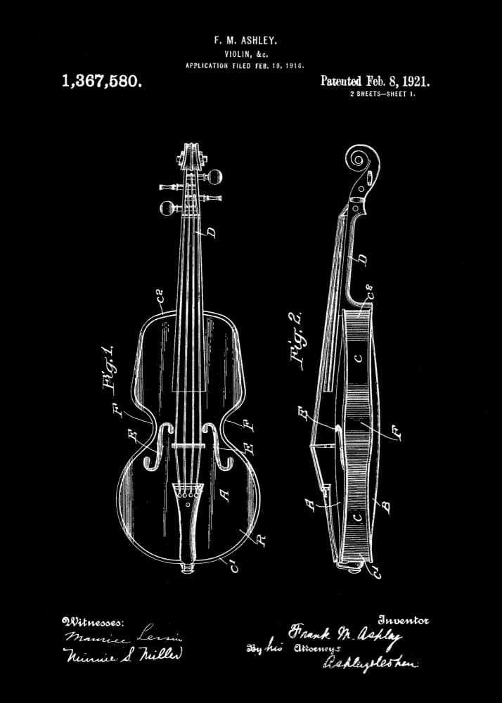 Vintage Violin Patent by Andreas Magnusson — canvas wall art