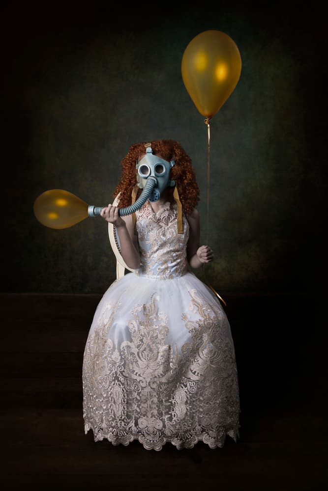 Elegant Gas Mask Portrait by Carola Kayen-Mouthaan — canvas wall art
