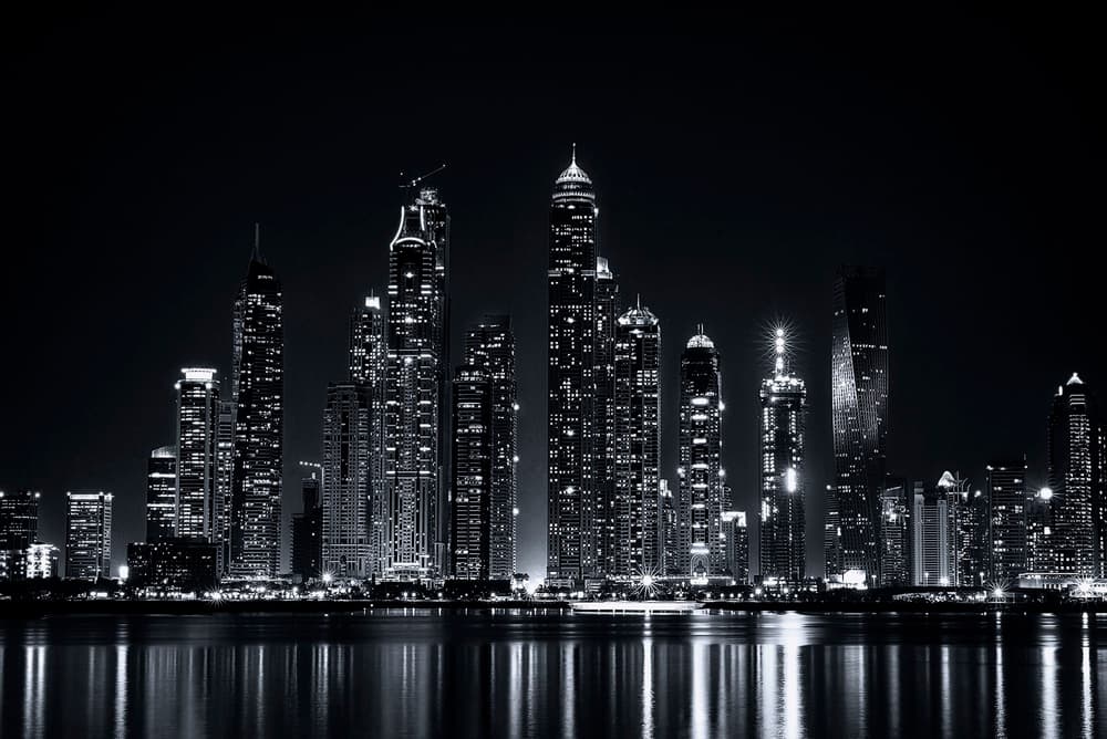 Night City Skyline by Mohamed Raof — canvas wall art