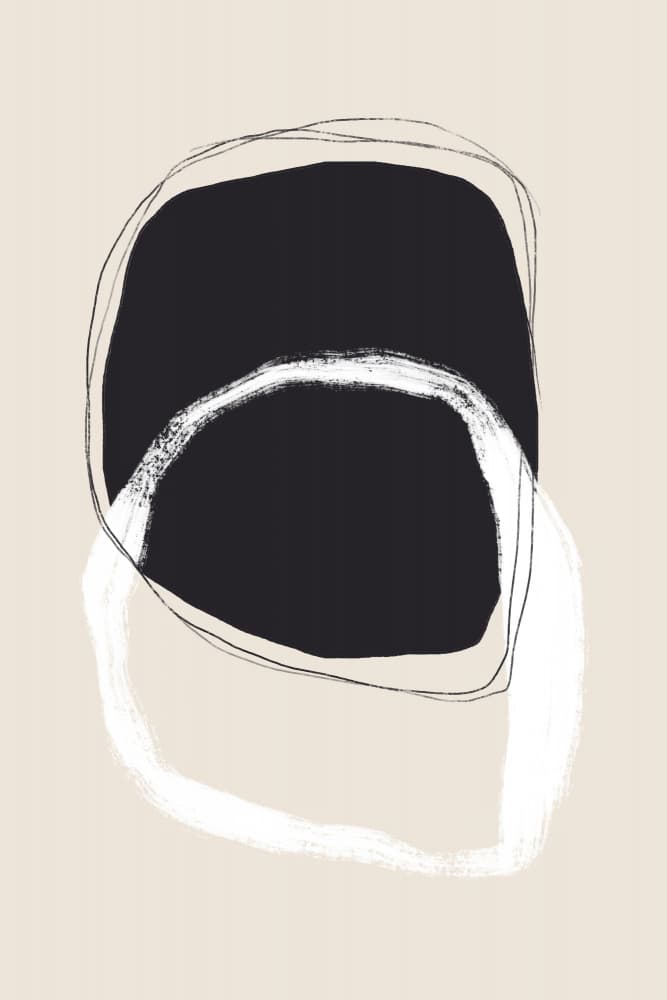 Black And White Shapes With Fluid Lines by uplusmestudio — canvas wall art