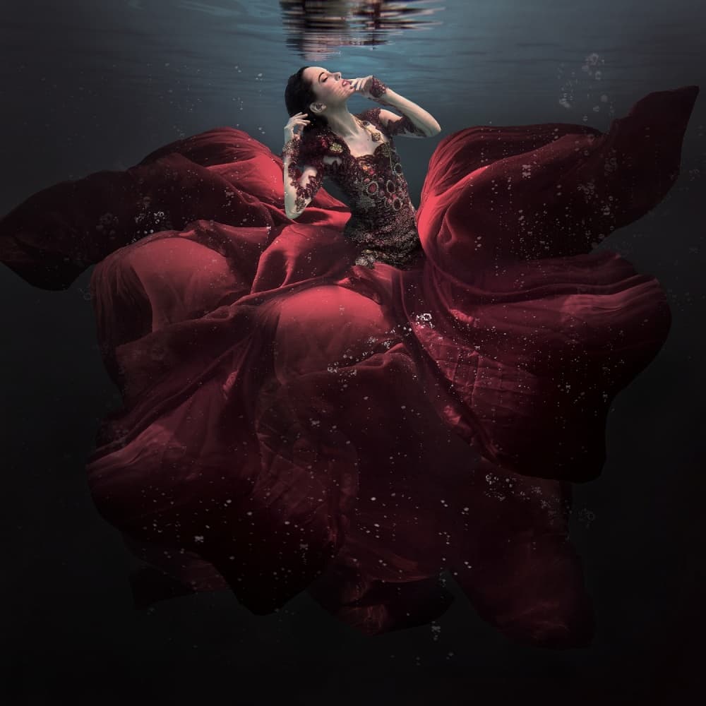 Flowing Red Serenity by Martha Suherman — canvas wall art