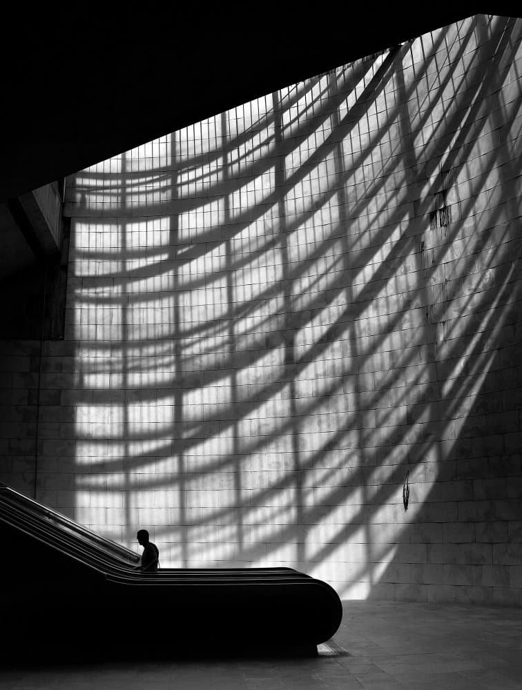 Solitary Escalator Shadows by Ezequiel59 — canvas wall art