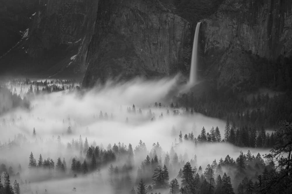 Misty Valley Waterfall by Ryan Li — canvas wall art