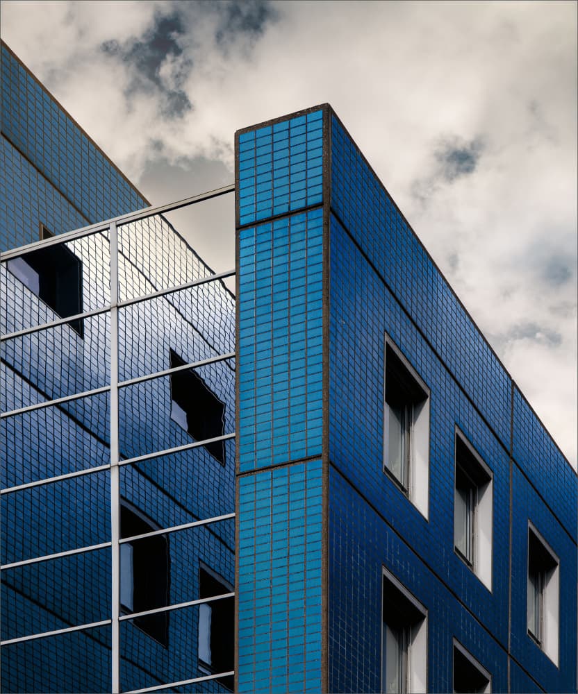 Reflecting Blue Facade by Gilbert Claes — canvas wall art