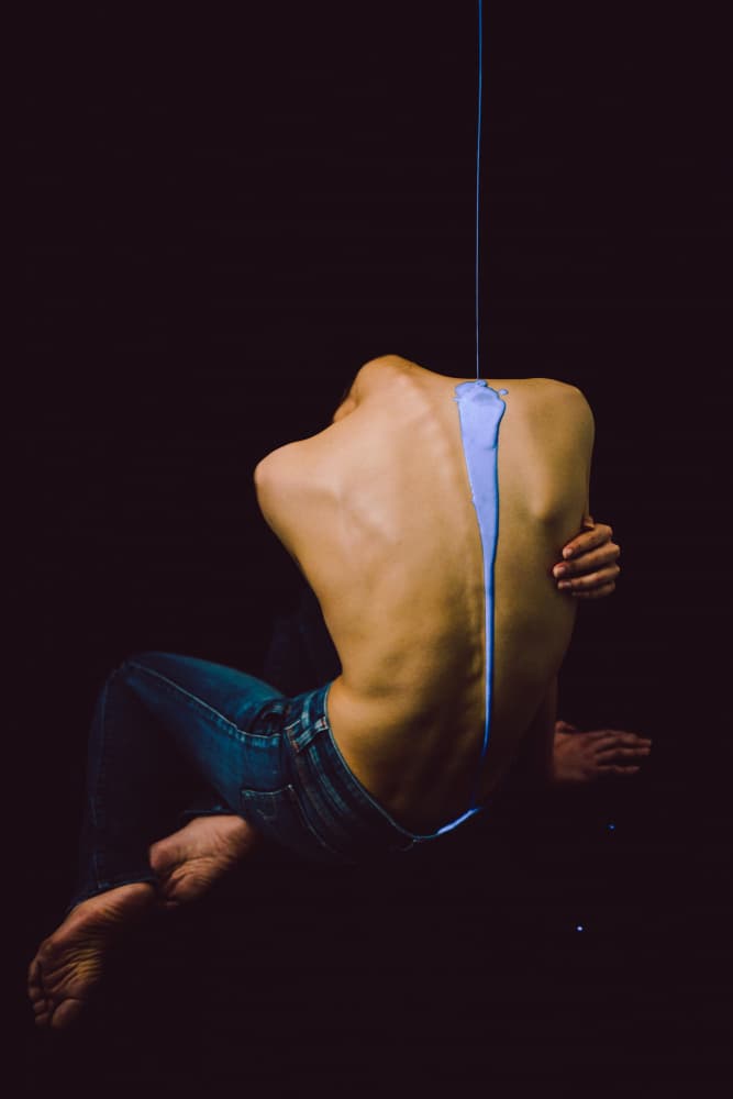 Flowing Blue Body Art by HIDASAN — canvas wall art