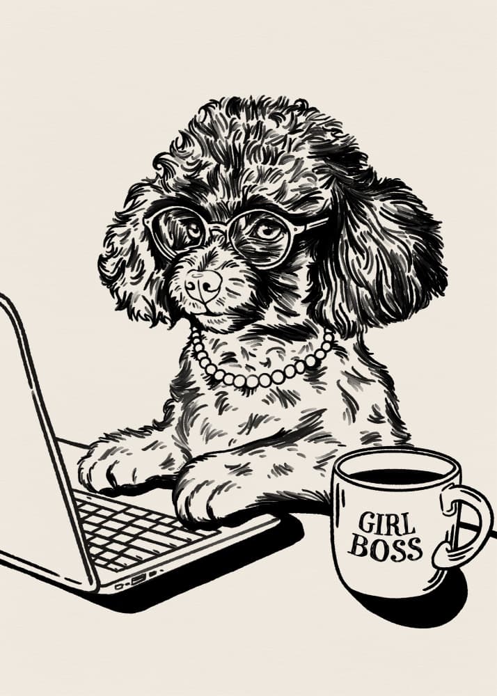 Poodle Girl Boss by Tara Royle — canvas wall art
