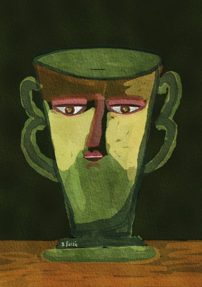 Stoic Green Vase Head by Sharyn Bursic — canvas wall art