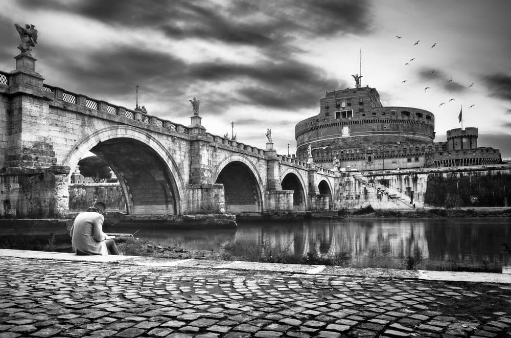 Castel Sant'Angelo Reflections by Massimiliano Mancini — canvas wall art