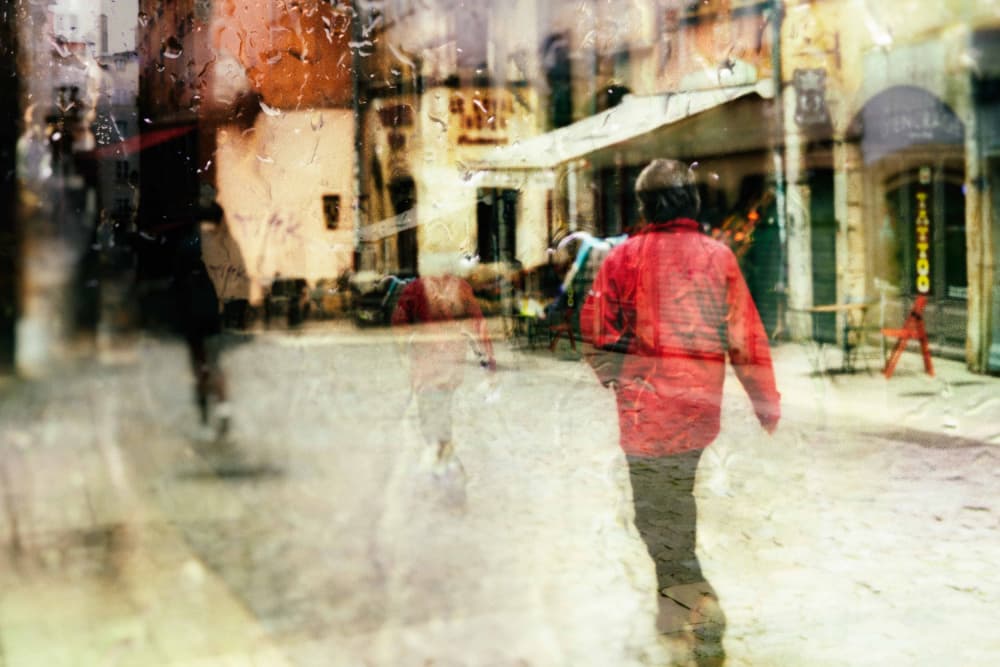 Rainy City Walk by Charlaine Gerber — canvas wall art
