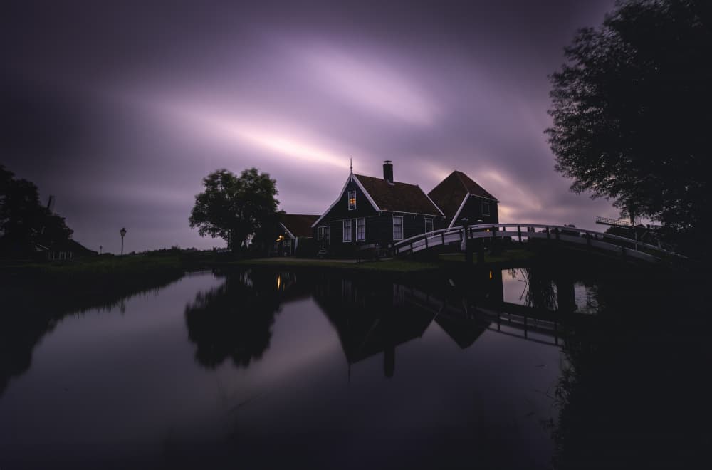 Twilight Village Reflections by Larry Deng APA — canvas wall art