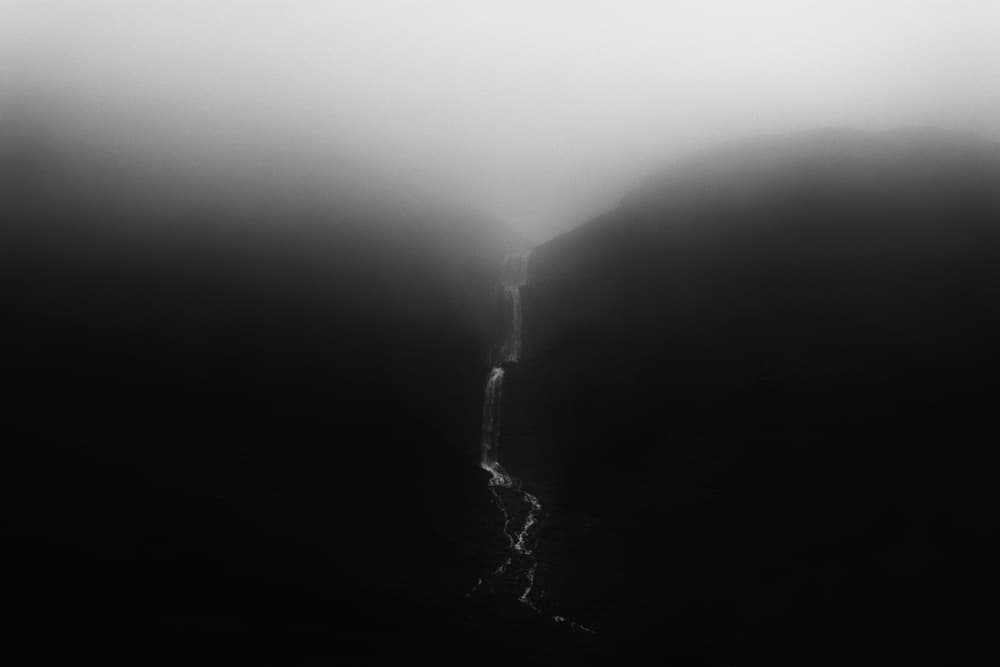 Misty Mountain Waterfall by swapnil deshpande — canvas wall art