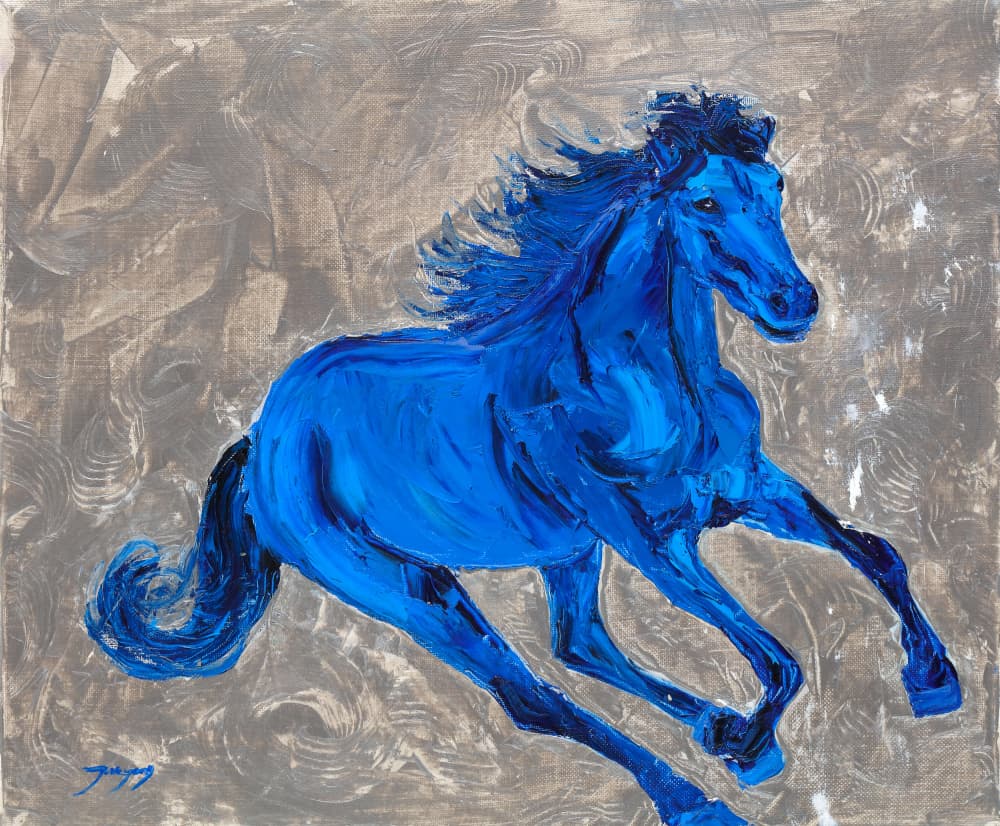 Vibrant Blue Horse by Jukyong Park — canvas wall art