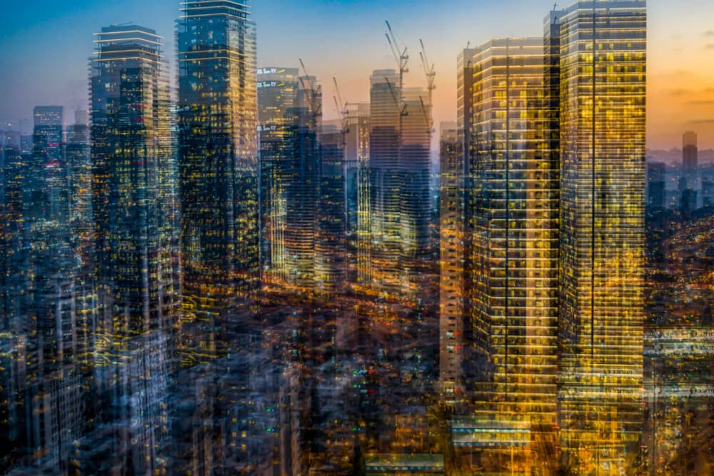 Vibrant City Lights by Joshua Raif — canvas wall art