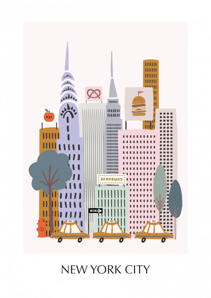 Whimsical New York City by Aislinn Simmonds — canvas wall art