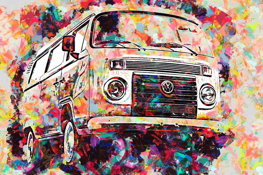 Vibrant Abstract Van by Lembayung senja studio [Vintage Poster] — canvas wall art