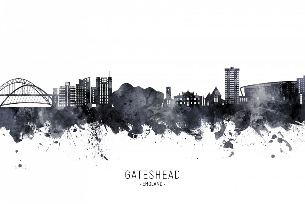 Gateshead England Skyline by Michael Tompsett — canvas wall art