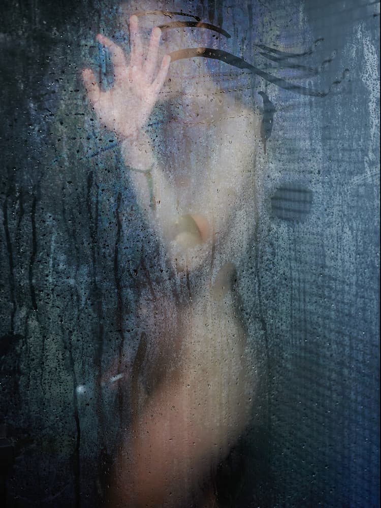 Steamy Shower Hand by Gene Oryx — canvas wall art